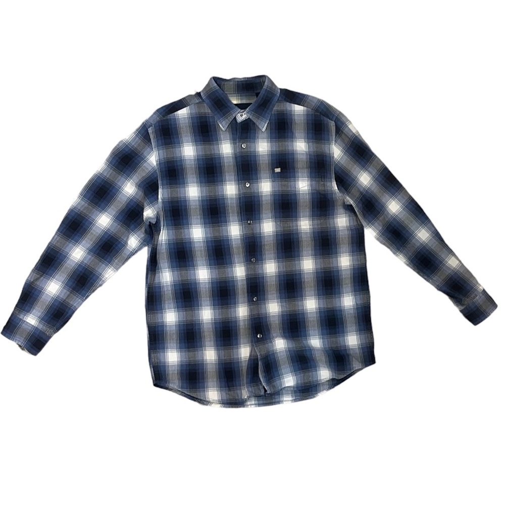 Nautica Jeans Company Button Down Long Sleeve Shirt Blue Plaid Mens Size M